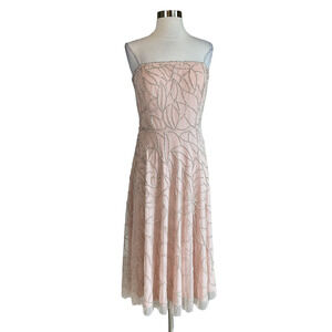 Aidan Mattox Beaded Strapless Fit and Flare Cocktail Party Dress Pink Size 8